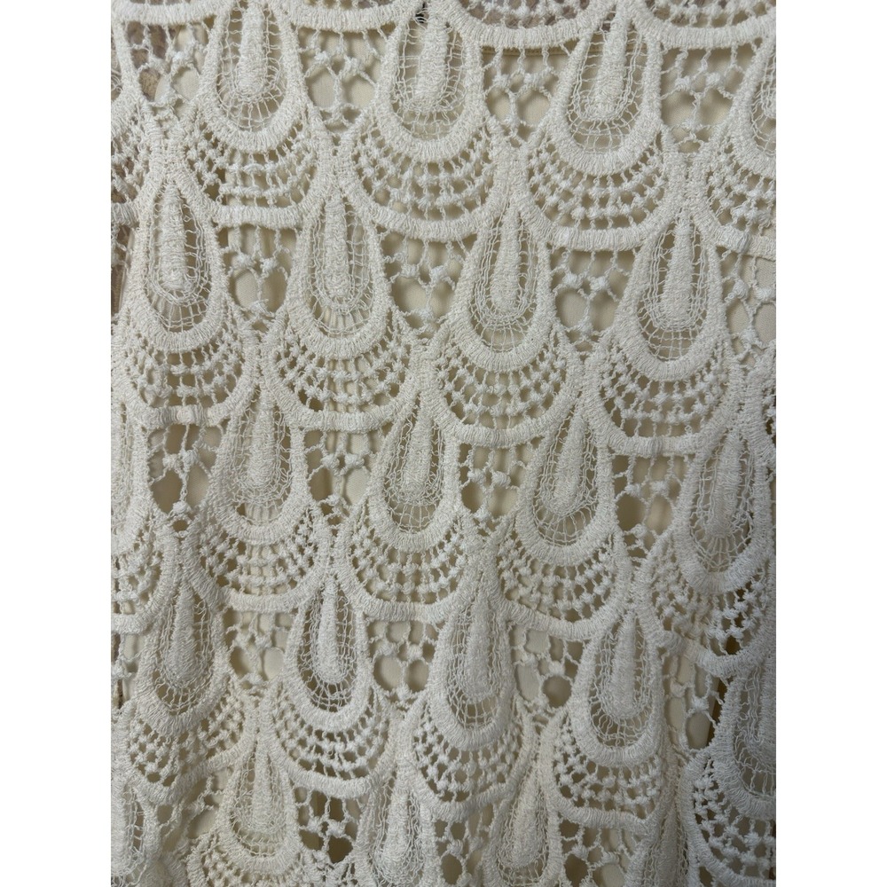 Adiva Women's Top Lace Ivory 3/4 Bell Sleeve Lined Size PM - Picture 2 of 15